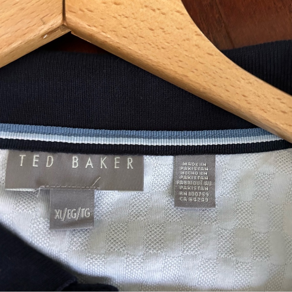 $135 Ted Baker Men's Short-Sleeve T-Stitch Polo Shirt 100% cotton navy blue sXL - Picture 6 of 8
